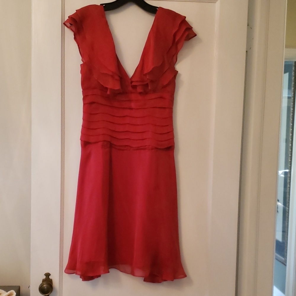 Red chiffon cocktail dress